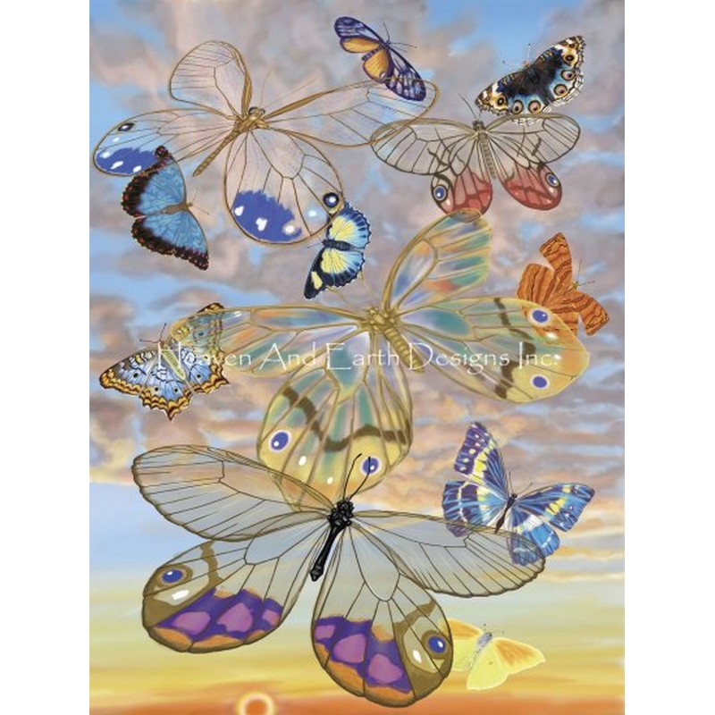 画像1: クロスステッチ図案Mini Butterflies Clouds 2-HAED(Heaven and Earth Designs) (1)