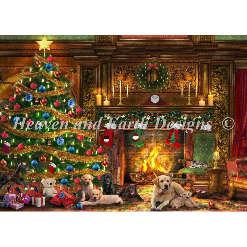 画像1: クロスステッチ図案[HAED]Festive Labradors- Heaven and Earth Designs (1)