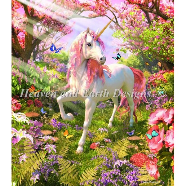 画像1: クロスステッチキット[HAED]Unicorn Spring 25ct - Heaven and Earth Designs (1)