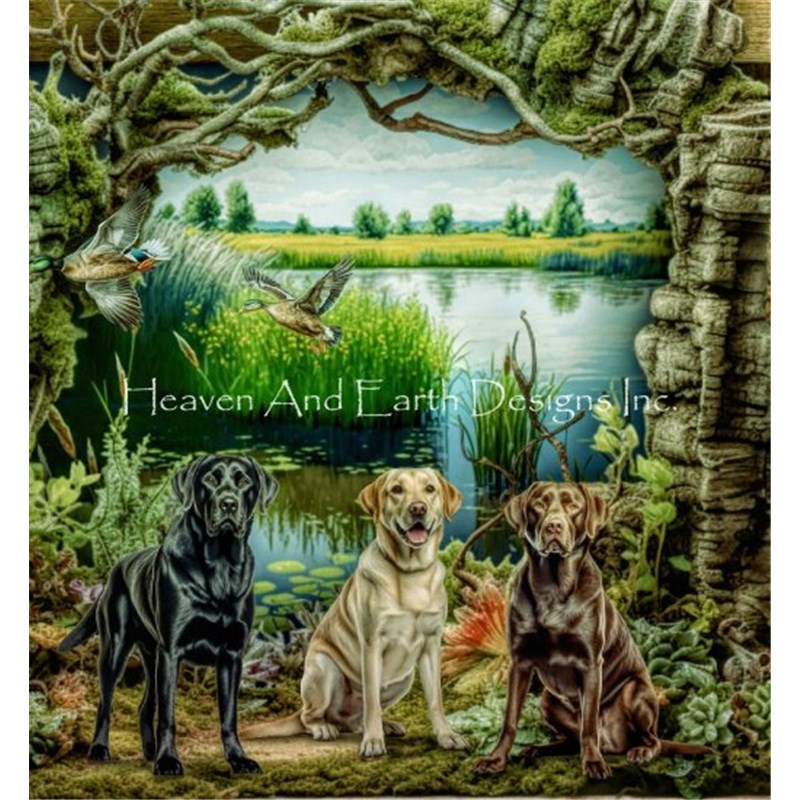 クロスステッチキット QS The Library of Dogs Lab - Heaven and Earth Designs(HAED)