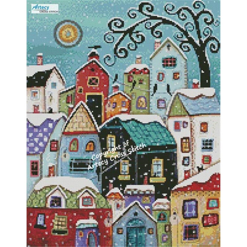 全面刺し入門セット［Artecy Mini Winter City］18ctアイーダ／初中級者向けクロスステッチキット