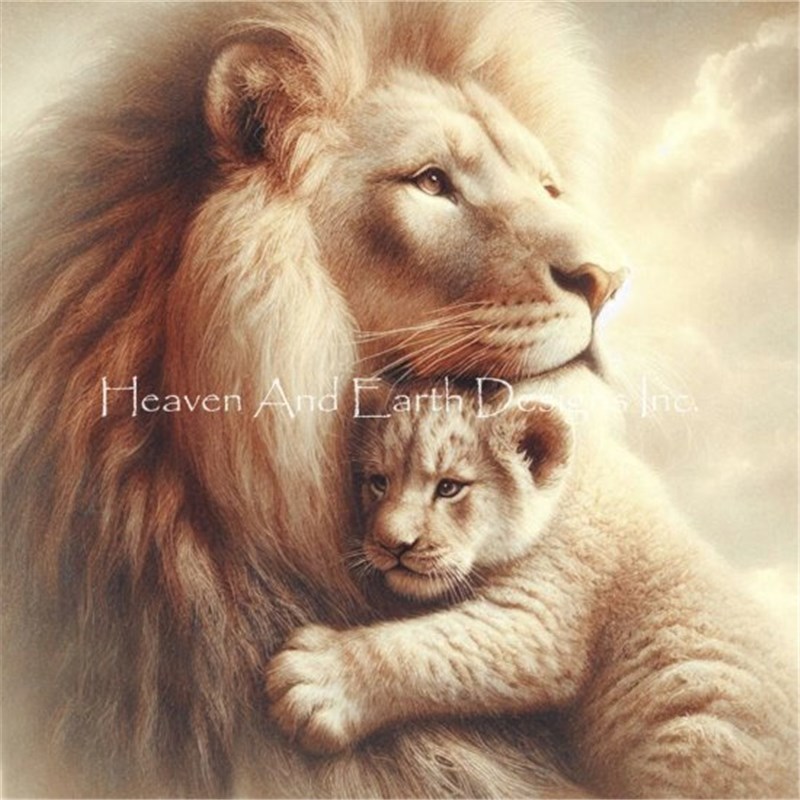 クロスステッチ キットHuggable Lion With Baby Cub 25ct布＋刺繍糸（図案なし） -Heaven and Earth Designs
